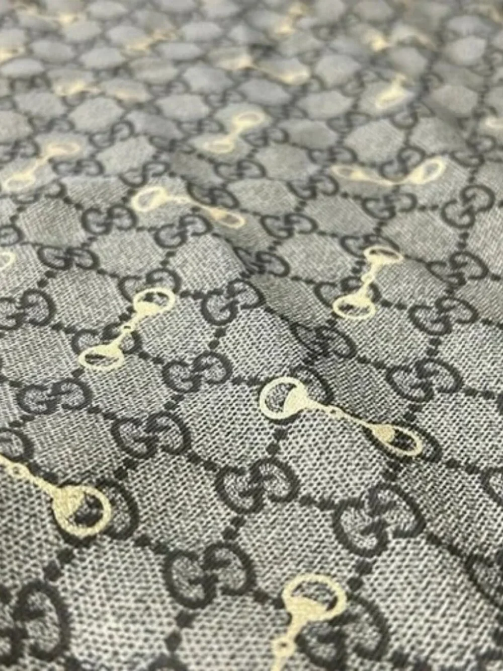 GUCCI 662577 Beige Dark Brown Multi Rayon Silk Scarf